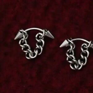 Silver Chain Spike Earrings